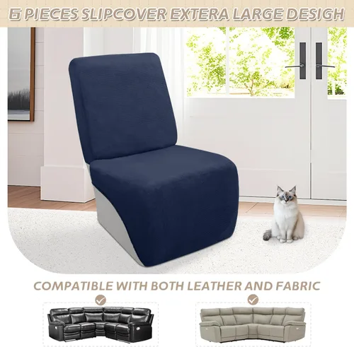 Miniatura 258 de Arfntevss Fundas de sofá seccional reclinable de terciopelo, Funda de sofá seccional de esquina para sofá reclinable, Funda elástica suave
