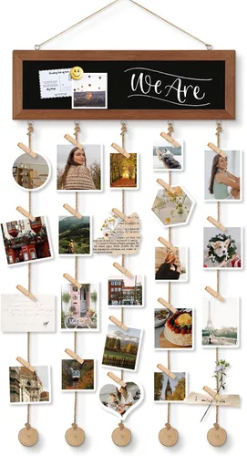 4 THOUGHT Marco de fotos para collage, tablero de exhibición de fotos colgante, decoración de pared de 15.7 x 5 pulgadas, tablero de fotos con