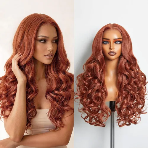 Miniatura 9 de GORGIUS Peluca lacia sin pegamento Ombre rubia ondulada HD con encaje frontal transparente, lista para usar, prediseñado, elaborado con tecnología