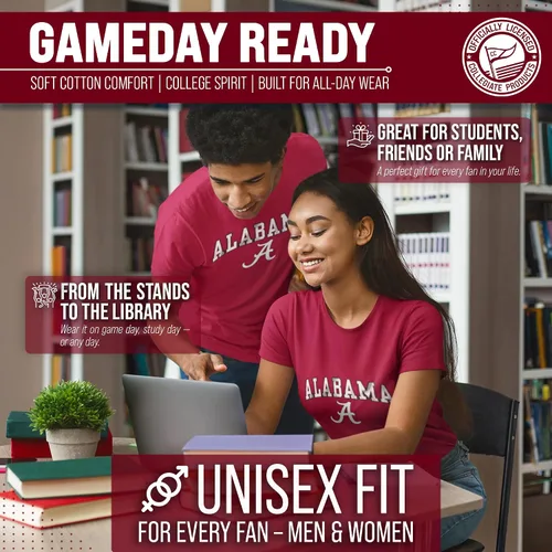 Miniatura 4 de Campus Colors NCAA - Camiseta de algodón para adulto, unisex, para el día del juego Camiseta con licencia oficial de la NCAA, algodón hilado