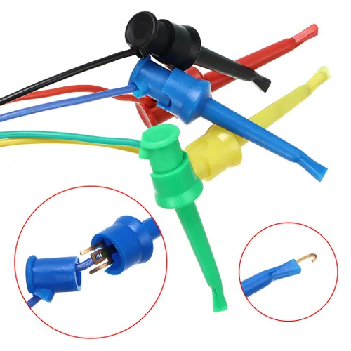 Miniatura 4 de Sumnacon 10 clips de gancho de prueba eléctrica de multímetro de doble plomo, 5 colores, 20 AWG, cables de prueba flexibles de silicona