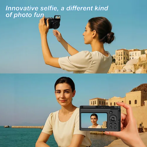 Miniatura 6 de Cámara digital 4K para fotografía, cámara de apuntar y disparar de 64 MP con pantalla dual y zoom de 16X, cámara retro para vlogging para YouTube