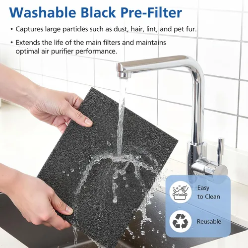 Miniatura 4 de LINNIW Filtro de repuesto TZ-K2 compatible con el purificador de aire ToLife TZ-K2, sistema de filtración 3 en 1 con carbón activado y prefiltro