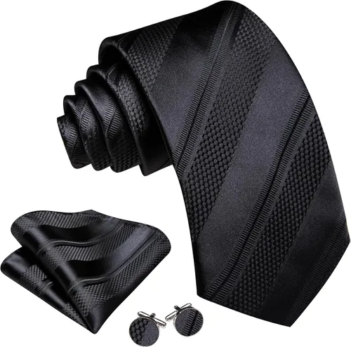 Miniatura 84 de Barry.Wang Juego de corbatas para hombre, corbata de seda a rayas, tejido a cuadros, gemelos formales, negocios, boda