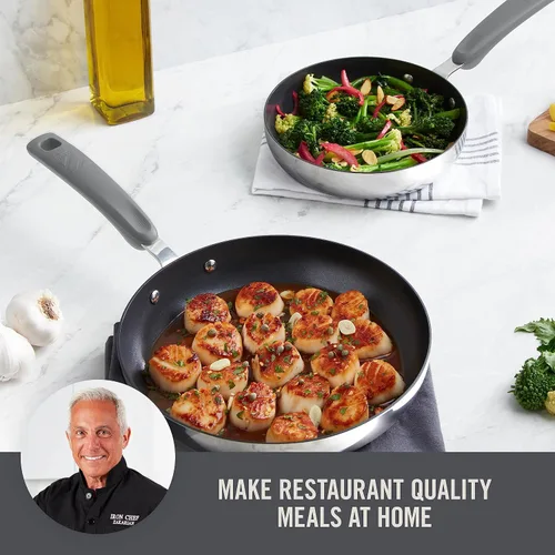Miniatura 2 de Zakarian x Dash TruPro® Juego de sartenes antiadherentes de acero inoxidable de tres capas, utensilios de cocina duraderos para cocinar todos