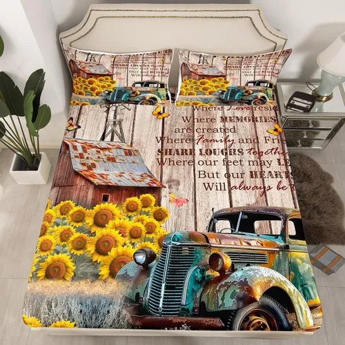 Miniatura 26 de Lake House Sábanas bajeras tamaño individual, sábana dibujada a mano con paisaje de lago y montaña para niños, niñas, niños y adultos, decoración