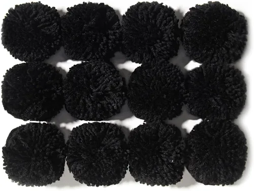 Miniatura 4 de Paquete de 12 pompones de hilo para sombreros 8CM-3PULADAS Suministros de fiesta Arte y manualidades hechas a mano Accesorios decorativos (Negro)