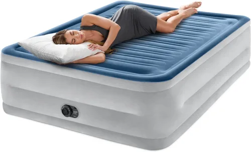 Miniatura 2 de Intex: Dura-Beam Deluxe Comfort - Colchón de aire de felpa, 22 pulgadas, azul Queen, bomba eléctrica integrada, tecnología de fibra duradera, bolsa