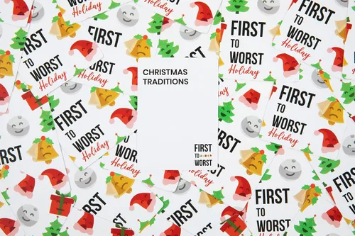Miniatura 8 de FIRST TO WORST Juego de Fiesta Edición Navideña - Un Juego de Cartas Festivo Sobre Cómo Tus Amigos y Familia Clasifican las Cosas - Perfecto