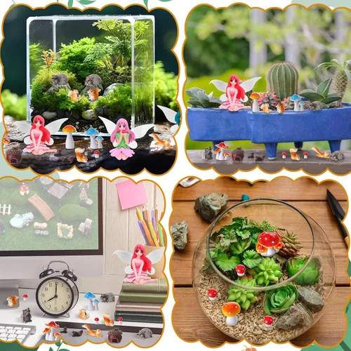 Miniatura 4 de 20 accesorios de jardín de hadas, adornos de jardín en miniatura, decoración de paisaje, mini figuras de hadas, juego de plantas de animales