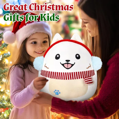 Miniatura 2 de Almohada de felpa para perro samoyedo de Navidad 2026, lindos peluches de cachorros, juguete de regalo de Navidad para niños y niñas, decoración