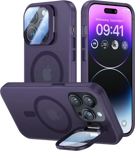Miniatura 17 de VOFATA - Funda magnética para iPhone 17 Pro Max, cubierta para cámara con soporte, protección completa para la cámara, compatible con MagSafe