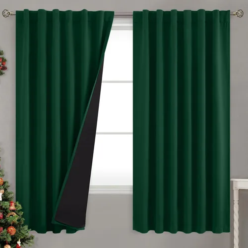 Miniatura 16 de BGment Cortinas 100% opacas beige de 63 pulgadas de largo con forro aislante térmico, bolsillo para varilla y lengüeta trasera de doble capa