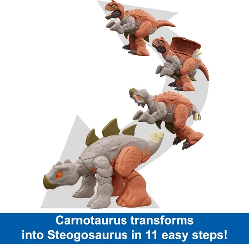 Miniatura 2 de Mattel Jurassic World Fierce Changers - Figura de acción de dinosaurio 2 en 1, juguete de doble peligro que se transforma de carnotaurio a