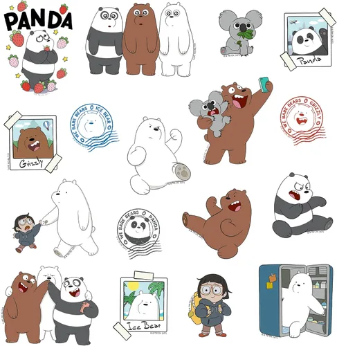Miniatura 4 de We Bare Bears - Paquete variado de 100 calcomanías de vinilo grandes de lujo, calcomanías de dibujos animados troqueladas para laptop, botella