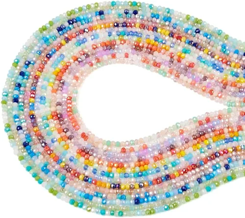Miniatura 44 de Elecrelive 660 piezas Cuentas de Cristal Briolette de 4mm Cuentas de Vidrio Rondelle Color AB Cuentas de Vidrio Facetadas Sueltas para Bisutería