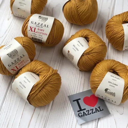 Miniatura 4 de Paquete de 2 (madeja) Gazzal Baby Cotton XL, 50% algodón suave, 50% acrílico, cada bola de 1.76 onzas / 114 yardas (344.5 ft), hilo de tejer, hilo