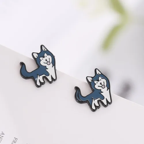Miniatura 4 de Daisy - Pendientes de tuerca con esmalte para perro y cachorro, diseño de animales