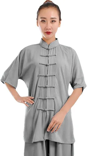 Miniatura 2 de ZooBoo Unisex Ropa de Ejercicio de Mañana, Traje de Tai Chi de Algodón con Mangas Cortas, Uniforme de Kung Fu