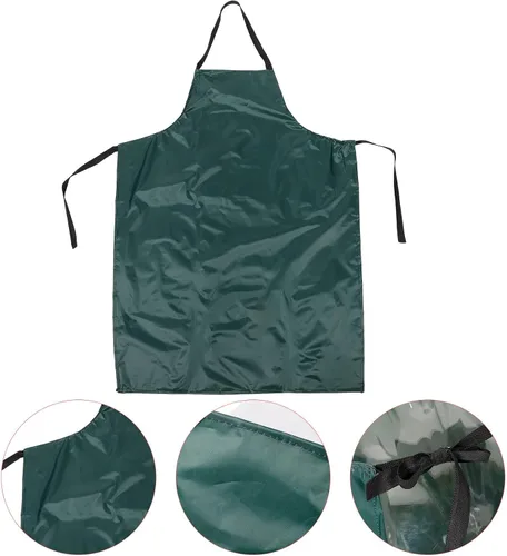 Miniatura 4 de SOLUSTRE Delantal de cocina para lavar platos y uso doméstico, delantal largo de trabajo de tafetán para hombres y mujeres para cocinar, jardinería