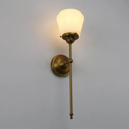 Miniatura 8 de Pathson Modern Wall Sconce Light with Milk White Glass, Hardwired Bathroom Wall Vanity Lamp, Mid-Century Rustic Decor for Living Room Bedroom Brass