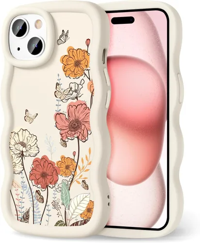 Miniatura 218 de Compatible con iPhone SE/8/7 Funda para Mujeres y Niñas, Marco Ondulado Rizado con Patrón Lindo, Estética Delgada Suave Silicona TPU Parachoques