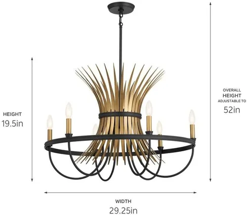 Miniatura 2 de Kichler Baile - Candelabro de 6 luces de 29 pulgadas en latón natural y negro