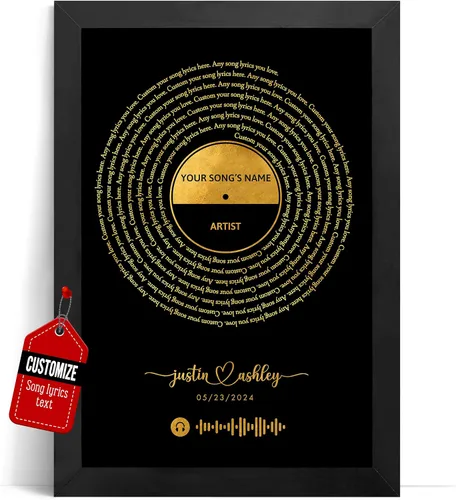 Miniatura 21 de VICILO Póster Enmarcado con Letras de Canción Personalizadas, Regalo para Padres, Acordes de Canción Perfectos, Pareja, 50° Aniversario de Boda