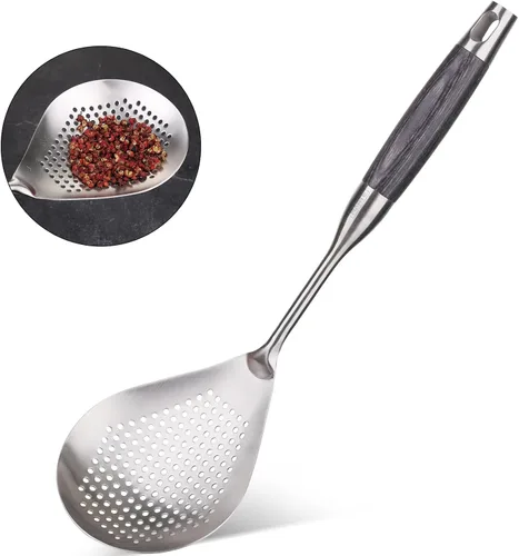Skimmer - Cuchara ranurada, cuchara de acero inoxidable 304 para cocinar y freír, colador de pasta/cuchara para freír para cocina y colador