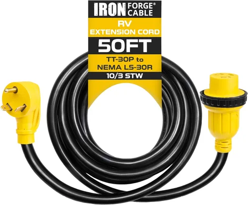 Miniatura 7 de Iron Forge Cable Cable de extensión RV de 30 amperios de 15 pies - 10/3 STW TT-30P a NEMA L5-30R 125v Cable de alimentación de RV resistente