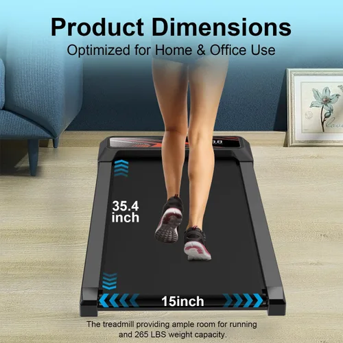 Miniatura 6 de Under Desk Treadmill, Walking Treadmill Pad, 2.5 HP 265 Lbs Low Noise Walking Pad Incline LED Display with Remote Control Walking Jogging Running
