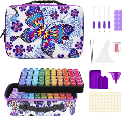 Miniatura 17 de ZORETCO Contenedores de almacenamiento de pintura de diamantes, 60 ranuras, kits de pintura de diamantes, accesorios y herramientas de pintura