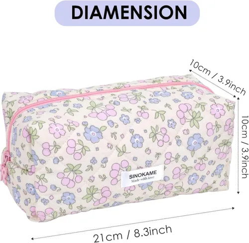 Miniatura 6 de SINOKAME Coquette - Bolsa de maquillaje para mujer, bolsa de cosméticos hecha a mano, de algodón, reutilizable, bolsa organizadora de artículos