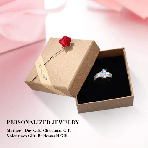 Miniatura 6 de Anillos de piedra natal personalizados para mujer, regalos personalizados para el día de la madre, anillos de promesa para madre e hija o mejor