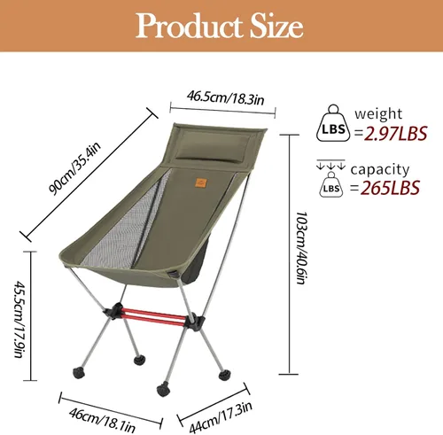 Miniatura 3 de Naturehike Silla de camping, plegable con bolsa de almacenamiento, silla portátil al aire libre para adultos, ligera, soporta 330 libras, silla
