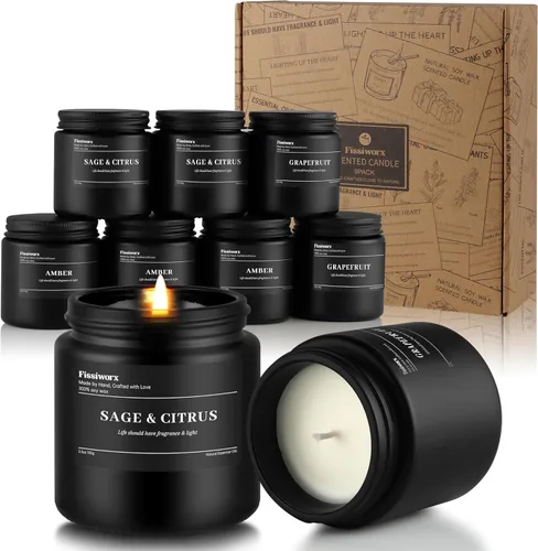 Miniatura 15 de Fissiworx Juego de 2 velas perfumadas de lavanda, cera de soja natural vertida a mano, 60 horas de combustión de larga duración, relaja y alivia