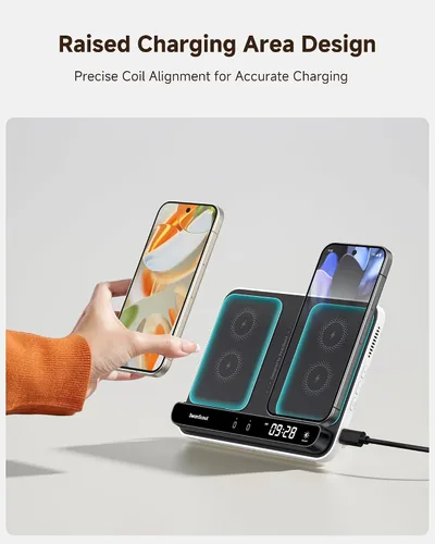 Miniatura 5 de Estación de carga dual de teléfono, cargador inalámbrico para Google Pixel 9a/9 Pro/9/8 Pro/7 Pro (no para 9 Pro Fold), para Pixel Watch 3/2/Fitbit