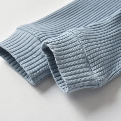 Miniatura 7 de Derouetkia Conjunto de ropa de algodón acanalado de manga larga y pantalones para bebé recién nacido