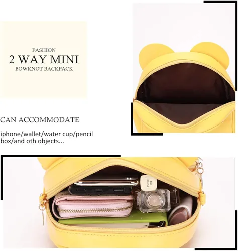 Miniatura 4 de KL928 - Mochila mini con diseño de lunares lindo y moño para niñas convertible a bandolera y bolso para mujeres