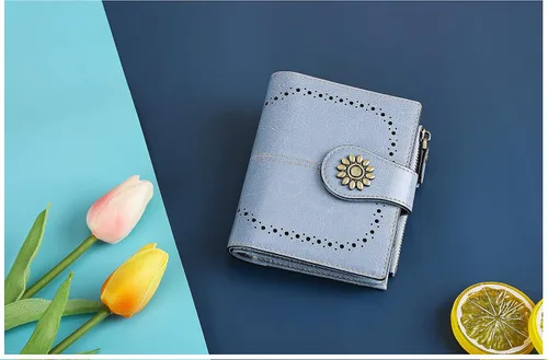 Miniatura 5 de Lavemi Cartera de piel para mujer, pequeña, compacta, con bloqueo RFID, para tarjetas de crédito, con bolsillo con cremallera