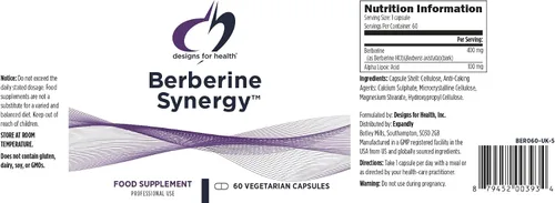 Miniatura 4 de Designs for Health Berberine Synergy - Berberina HCL 400 mg + ácido alfa lipoico (ALA) para metabolismo, salud cardíaca + apoyo hepático