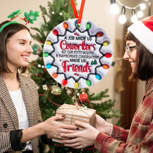 Miniatura 3 de Adornos de Navidad Regalos Compañeros de Trabajo Regalos para Ella Él Divertidos Adornos de Navidad para Mujeres Hombres Regalo de Agradecimiento