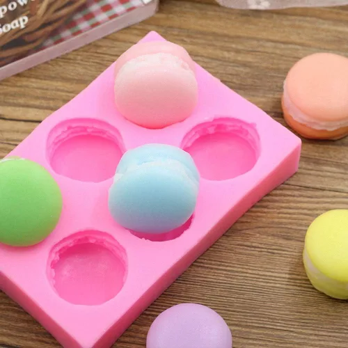 Miniatura 5 de MoldFun Molde de silicona para hamburguesa de macaron 3D de 6 cavidades para fondant, decoración de pasteles/cupcakes, hornear, pasta de goma