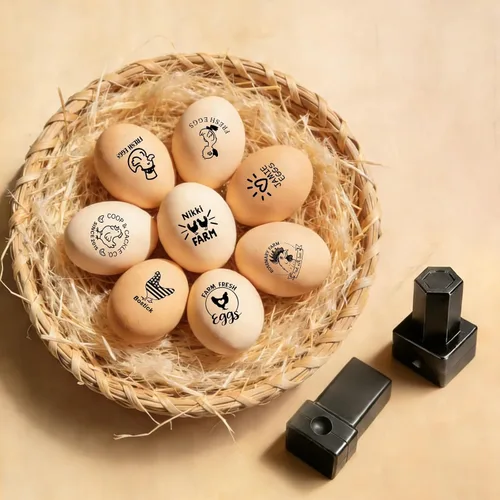 Miniatura 6 de Sello de huevo personalizado para huevos frescos, sellos de huevos personalizados con nombre de texto, logotipo, sello personalizado de pollo
