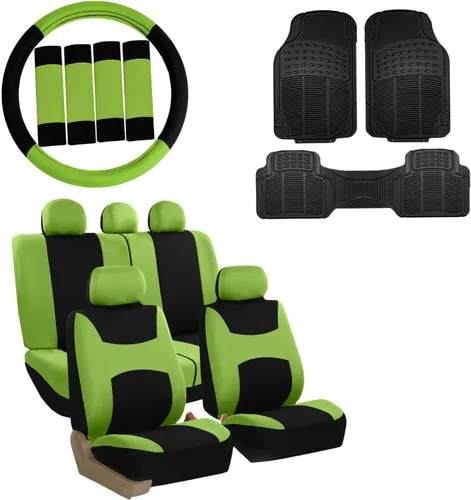 Miniatura 21 de Fundas para asientos FH GROUP FH-FB030115 de tela liviana y aireada, con división para airbag, set combinado menta/negro: funda de volante, Beige
