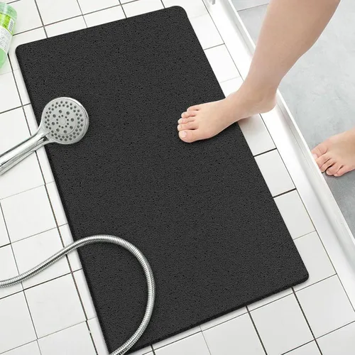 Miniatura 14 de Tapete de ducha antideslizante sin ventosa, 24 x 24 pulgadas de PVC lufa para ducha, baño, tapete de bañera con drenaje para superficie texturizada