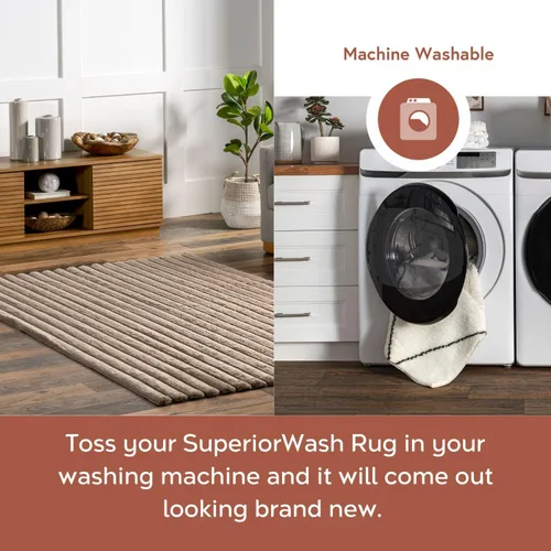 Miniatura 2 de nuLOOM SuperiorWash Collection Kai Taupe, 3 pies 9 pulgadas x 6 pies, esponjosa y acogedora, de alto tráfico, resistente a las manchas, fácil