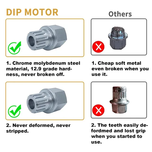 Miniatura 2 de Llave de bloqueo de rueda de acero cromado para Volkswagen, llave de tornillo antirrobo para tuerca compatible con VW (52)