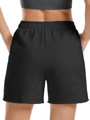 Miniatura 3 de Stelle Pantalones cortos de verano para mujer, cómodos, de algodón, de cintura alta, con bolsillos