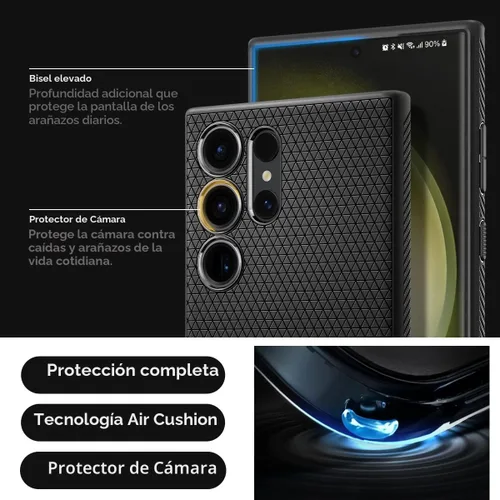 Miniatura 6 de Spigen Liquid Air - Funda diseñada para Galaxy S23 Ultra (2023) [protección de grado militar], color negro mate Mate negro